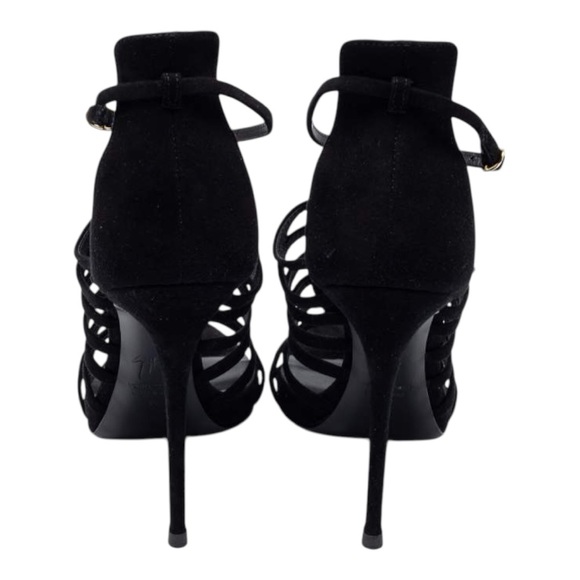 ✨GIUSEPPE ZANOTTI✨Sexy Black Crystal Embellished T-Bar Sandal Heel - Picture 5 of 12